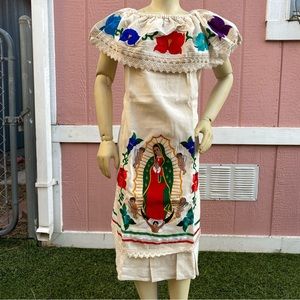 Embroidered Mexican Girls Dress-Virgin Mary/Vestido Mexicano Virgen de Guadalupe
